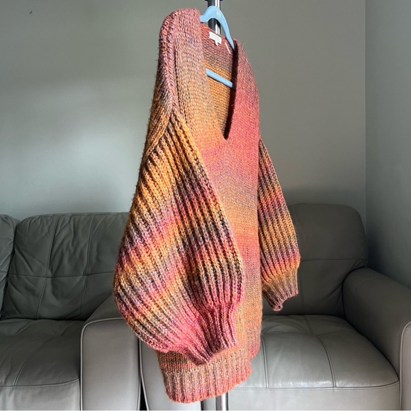 LoveShackFancy Knit Rio Russet Alpaca Merino Oversized Sweater XS / SMALL Ombre - Picture 5 of 15